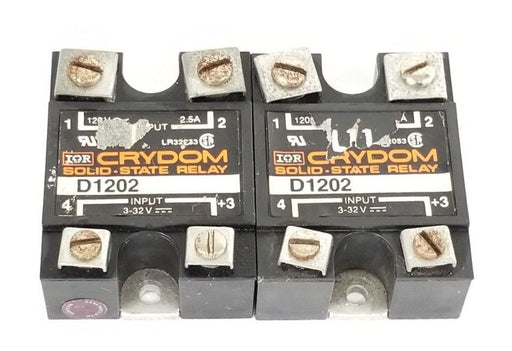 LOT OF 2 CRYDOM D1202 SOLID STATE RELAYAS 120V, 2.5A
