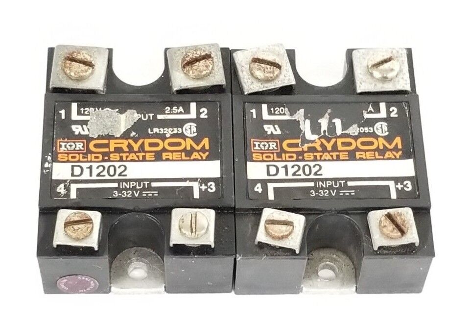 LOT OF 2 CRYDOM D1202 SOLID STATE RELAYAS 120V, 2.5A