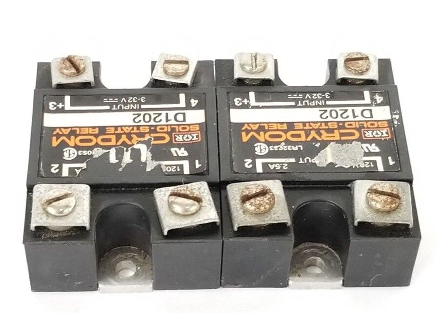 LOT OF 2 CRYDOM D1202 SOLID STATE RELAYAS 120V, 2.5A