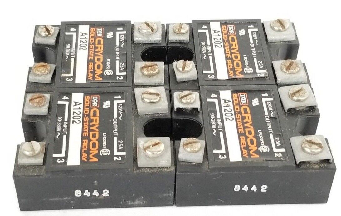 LOT OF 4 CRYDOM A1202 SOLID STATE RELAYS 120V, 2.5A