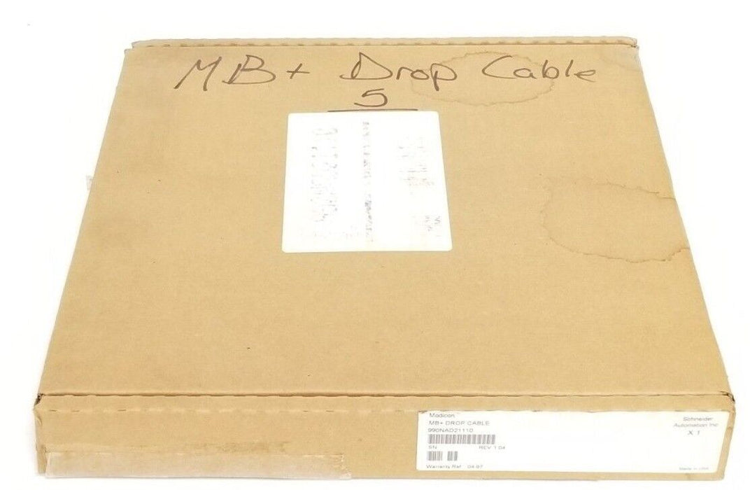 BOX OF 5 NEW MODICON 990-NAD-211-10 MODBUS+DROP CABLES REV 1.04, 990NAD21110