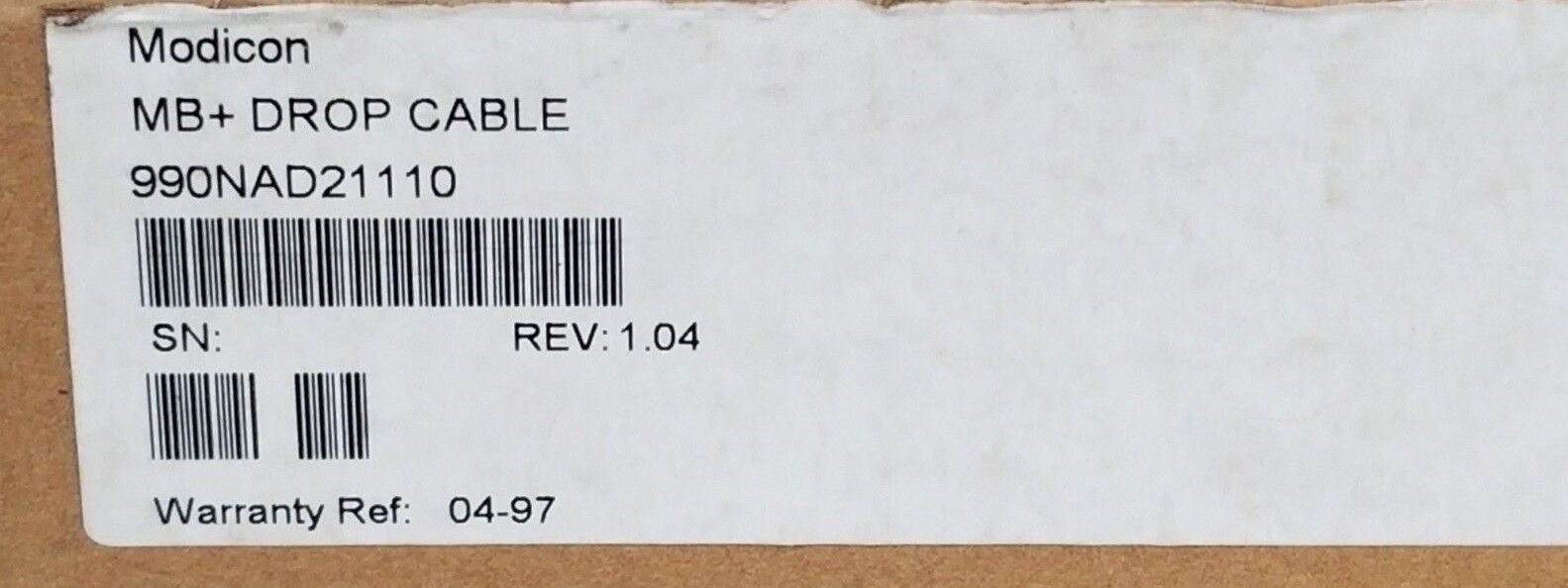 BOX OF 5 NEW MODICON 990-NAD-211-10 MODBUS+DROP CABLES REV 1.04, 990NAD21110