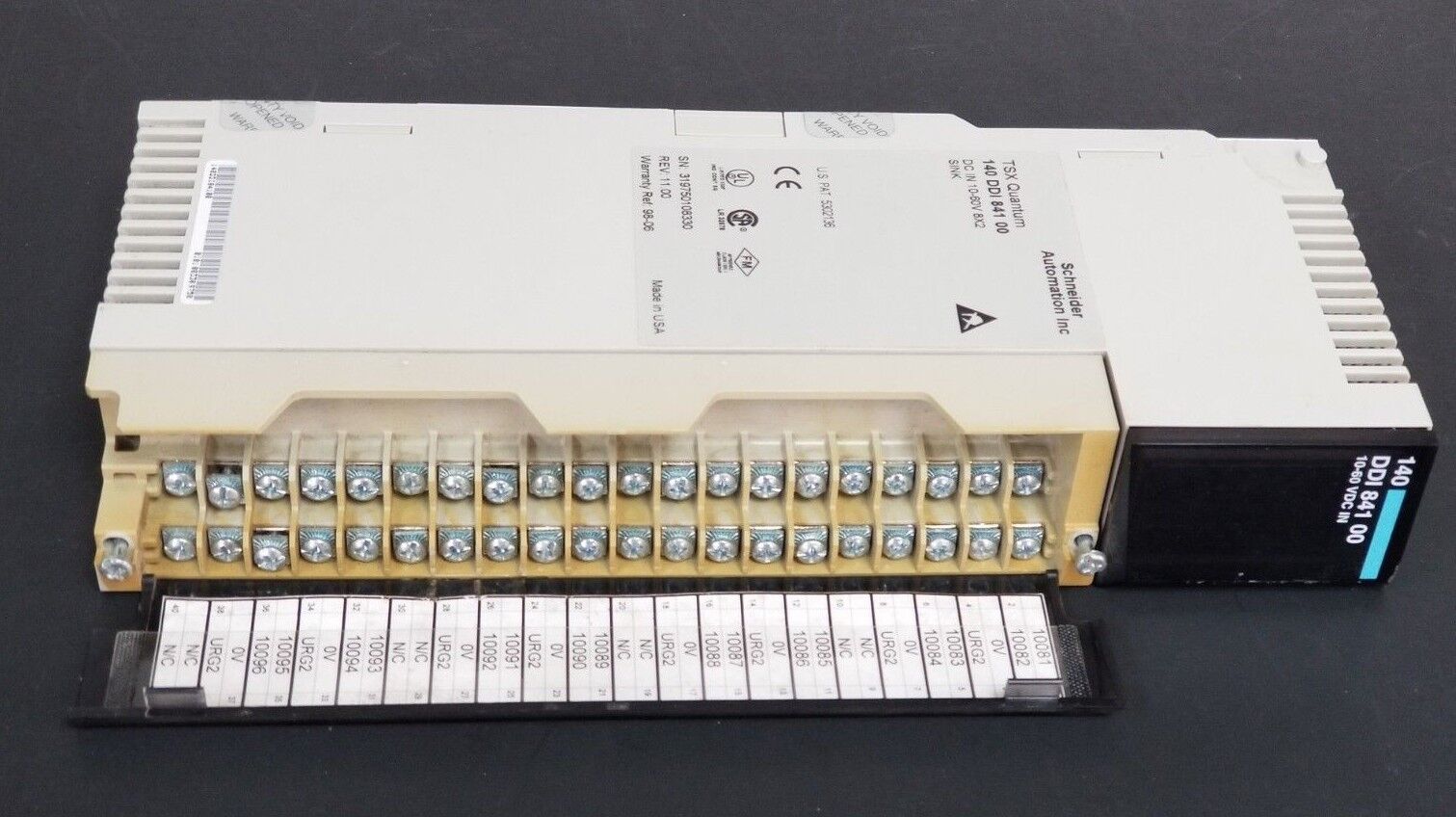 SCHNEIDER AUTOMATION 140 DDI 841 00 INPUT MODULE REV. 11.00 W/ 140XTS-002-00