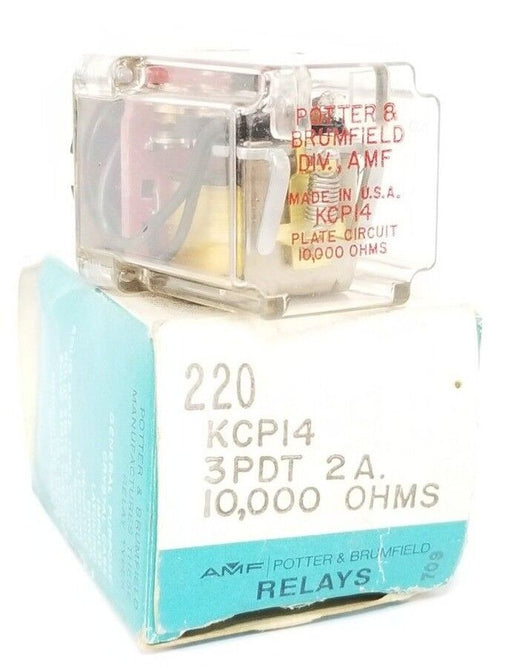 NIB POTTER & BRUMFIELD KCP14-10000, 220, KCP14, 3PDT, 2A, 10,000 OHMS RELAY