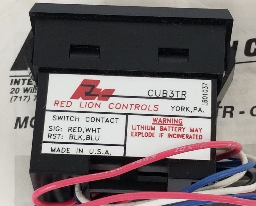 NIB RED LION CUB3TR00 TIME TOTALIZER 5-DIGIT HOUR METER REMOTE RESET, CUB3RT