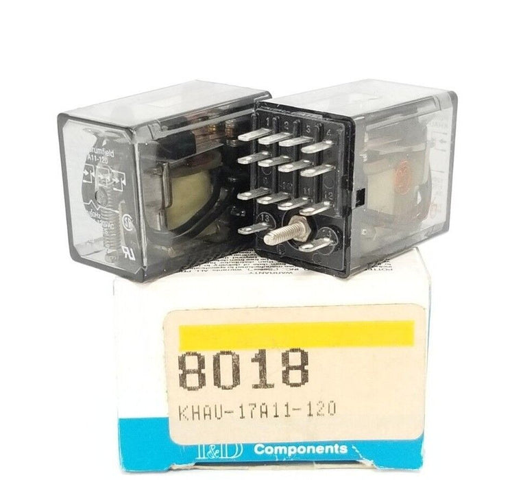 LOT OF 2 POTTER & BRUMFIELD KHAU-17A11-120 RELAYS 8018, 120V, 50/60HZ