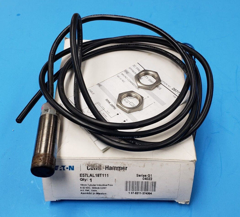 EATON CUTLER-HAMMER E57LAL18T111 TUBULAR INDUCTIVE PROXIMITY SENSOR, SER. G1