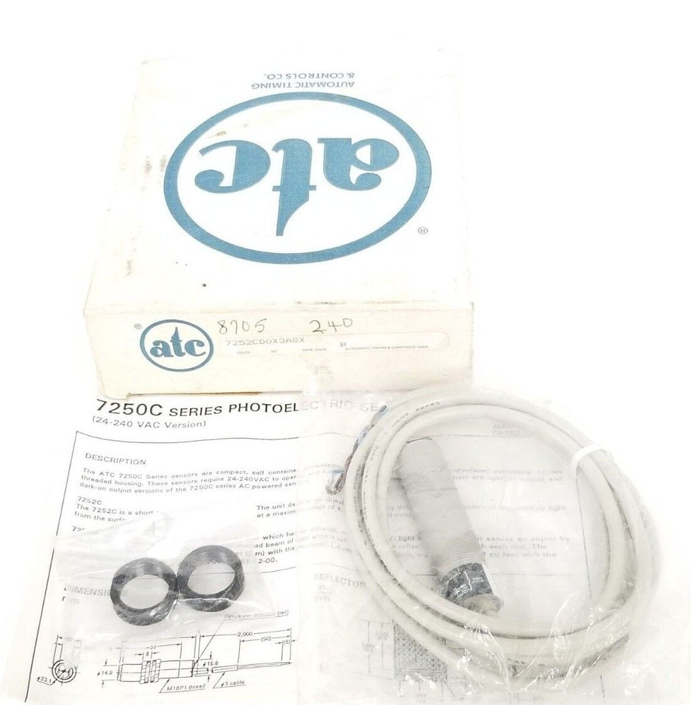 NIB ATC 7252CD0X3ASX PHOTOELECTRIC SENSOR CORDSET 7252CDOX3ASX