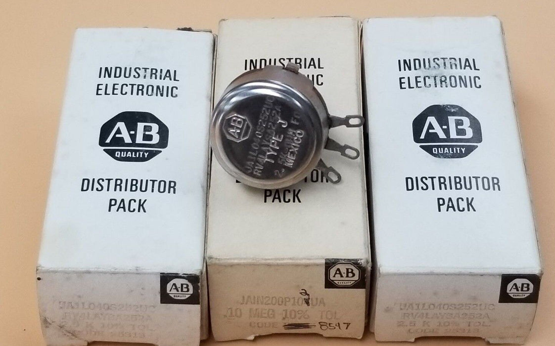 LOT OF 3 NIB ALLEN BRADLEY JA1L040S252UC POTENTIOMETERS 2.5KOHM 10% TYPE: J