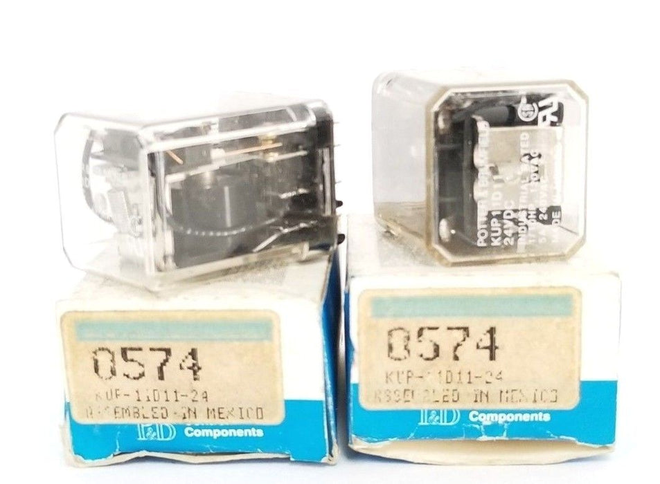 LOT OF 2 NIB POTTER & BRUMFIELD KUP-11D11-24 RELAYS 24VDC, 5A, 240VAC, 0574