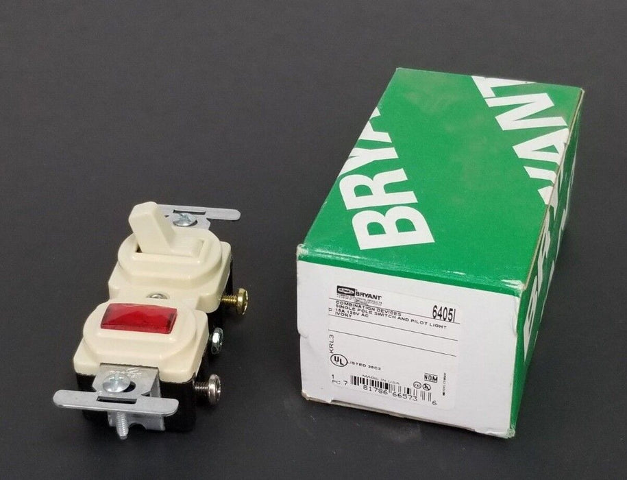 NIB HUBBELL 6405I SINGLE POLE SWITCH AND PILOT COMBINATION RECEPTACLE, 15A, 120V