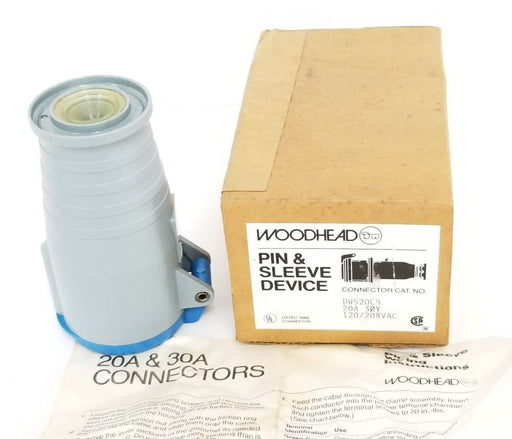 NIB WOODHEAD PIN & SLEEVE DEVICE CONNECTOR CAT. NO. DW520C9, 20A, 120/208VAC