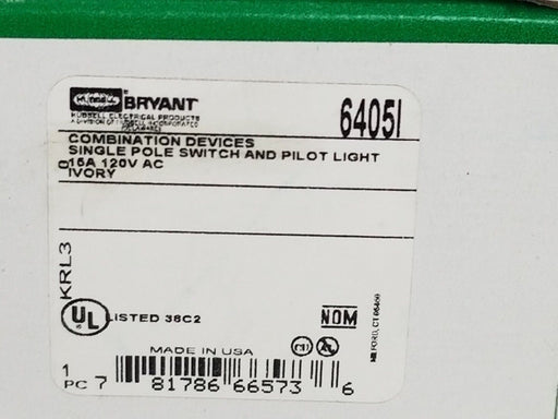 LOT OF 3 NIB HUBBELL / BRYANT 6405I RECEPTACLE COMBINATION DEVICES 15A 120VAC