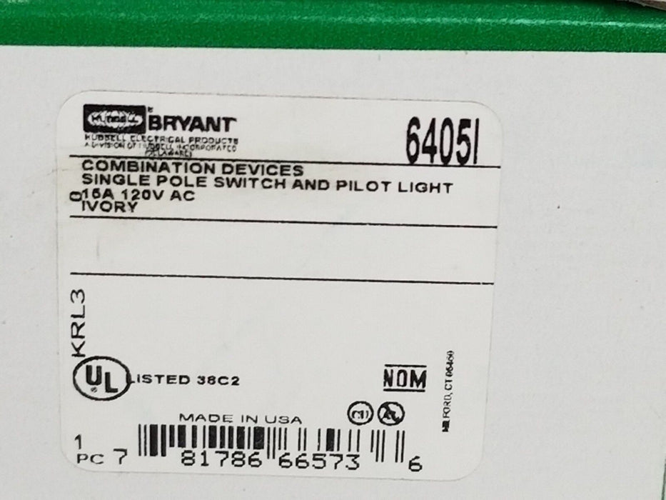 LOT OF 3 NIB HUBBELL / BRYANT 6405I RECEPTACLE COMBINATION DEVICES 15A 120VAC