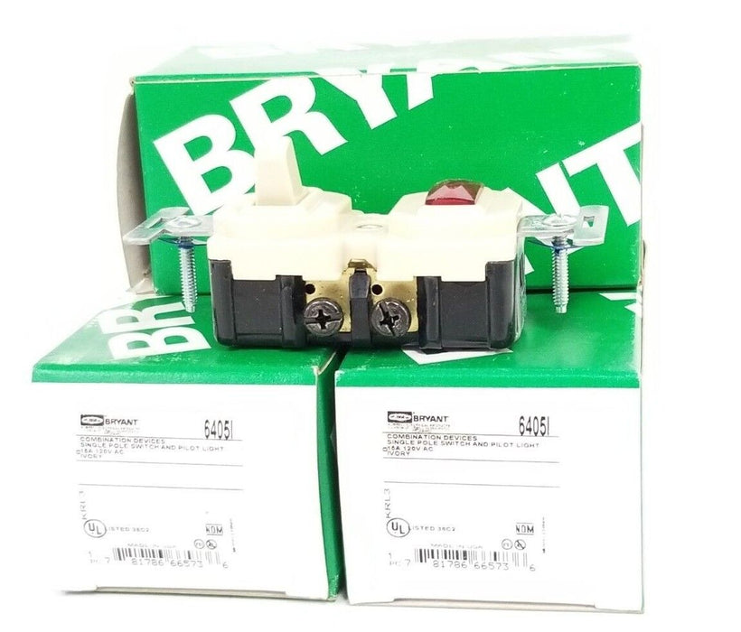 LOT OF 3 NIB HUBBELL / BRYANT 6405I RECEPTACLE COMBINATION DEVICES 15A 120VAC
