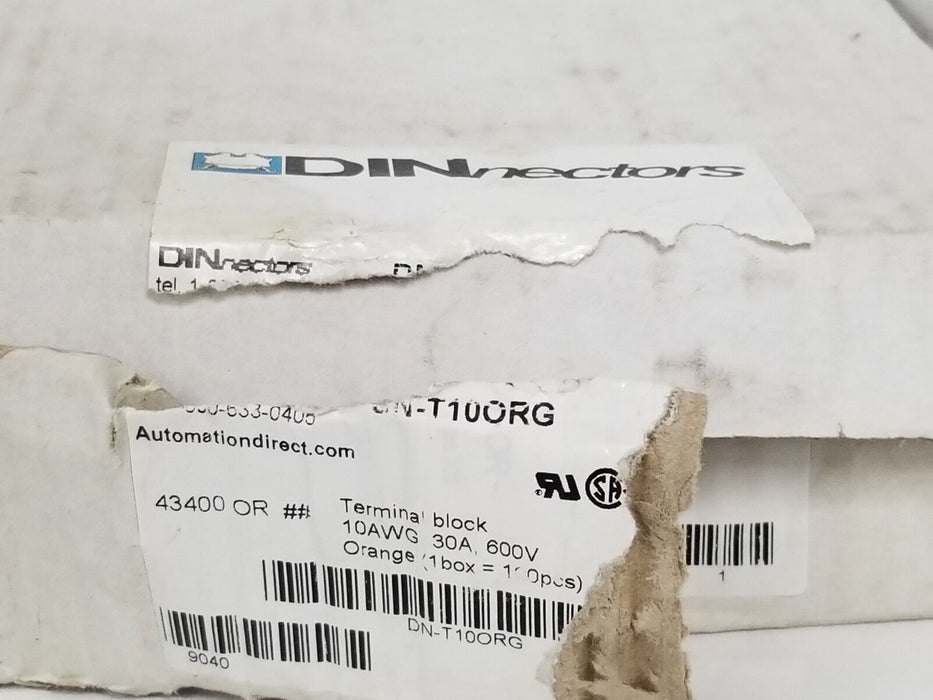 LOT OF 70 NIB DINnectors DN-T10ORG TERMINAL BLOCKS 10AWG 30AMP 600V DNT10ORG