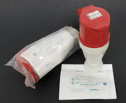 LOT OF 2 NEW IN BAG WALTHER 332-4-19 IEC309 PIN AND SLEEVE SPLASHPROOF CONNECTOR