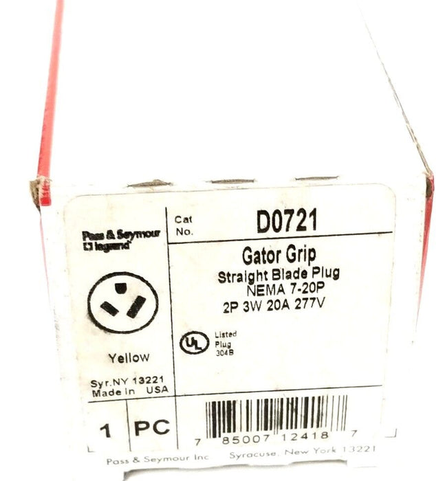 LOT OF 5 NEW PASS & SEYMOUR D0721 LEGRAND GATOR GRIP STRAIGHT BLADE PLUGS, 2P 3W