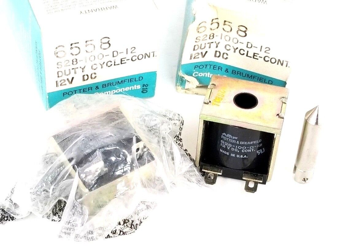 LOT OF 2 NIB POTTER & BRUMFIELD S28-100-D-12 COILS 12VDC DUTY CYCLE-CONT. 6558