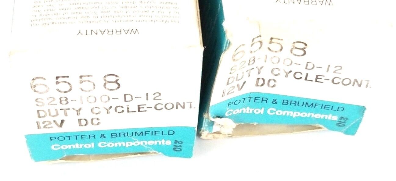 LOT OF 2 NIB POTTER & BRUMFIELD S28-100-D-12 COILS 12VDC DUTY CYCLE-CONT. 6558