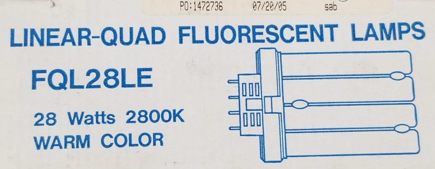 NIB PANASONIC FQL28LE LINEAR COMPACT FLUORESCENT LIGHT 4-PIN 28W 2800K WARM