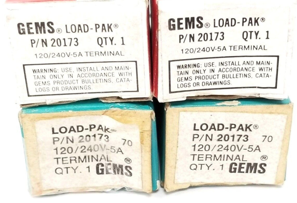 LOT OF 4 NIB GEMS SENSORS 20173 LOAD-PAK SAFETY RELAYS ST-20173 120/240V 5A