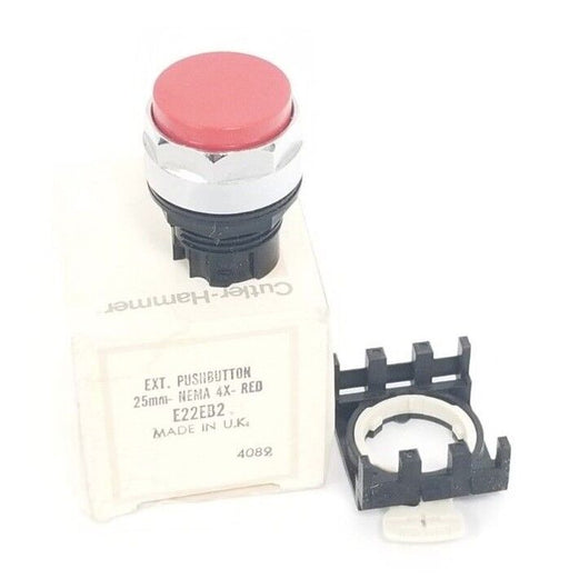 NIB EATON CUTLER-HAMMER E22EB2 EXT. PUSHBUTTON 25MM NEMA 4X RED