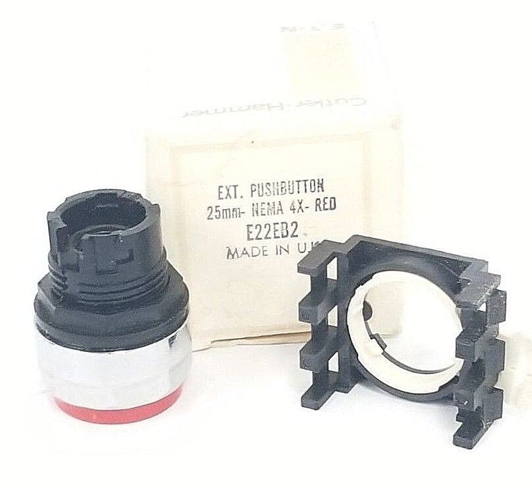 NIB EATON CUTLER-HAMMER E22EB2 EXT. PUSHBUTTON 25MM NEMA 4X RED