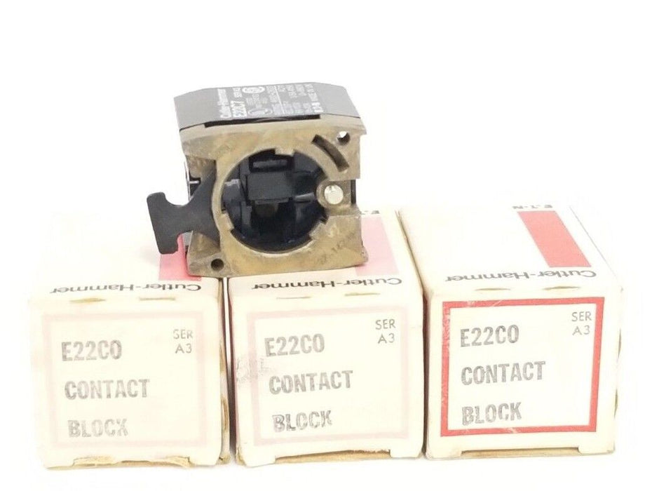 LOT OF 3 NIB EATON CUTLER-HAMMER E22C0 CONTACT BLOCKS SER. A3, E22-C0