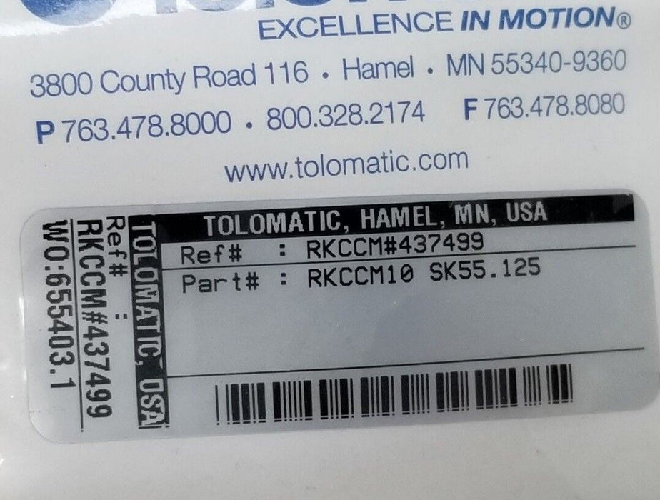 LOT OF 2 NEW TOLOMATIC RKCCM10 SK55.125 PRETENSIONING TORQUE CABLES