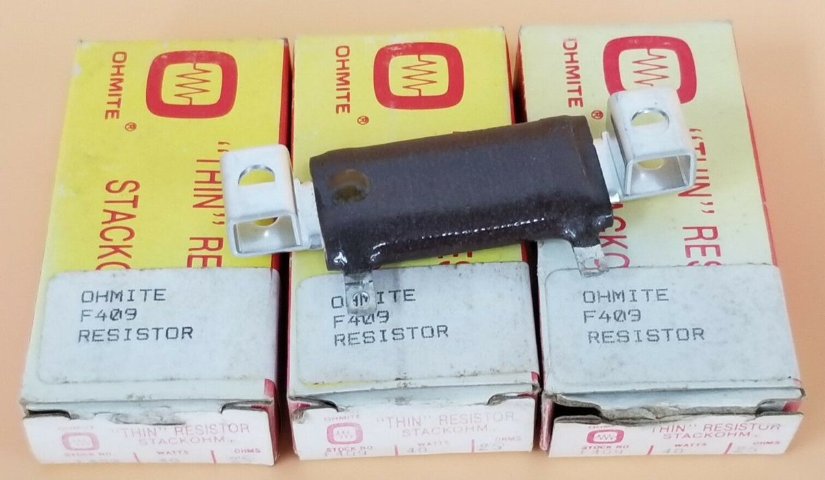 LOT OF 4 NIB OHMITE STOCK NO. F409 RESISTORS 40W 25 OHMS