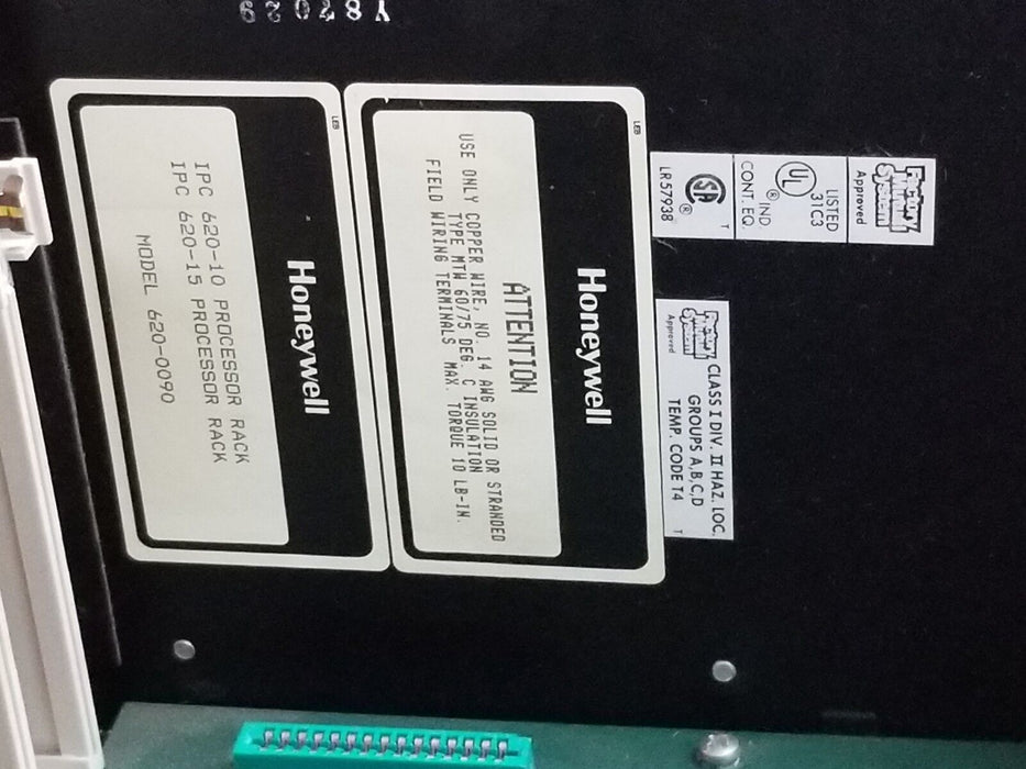 HONEYWELL 620-0090 12-SLOT PROCESSOR RACK ASSEMBLY 6200090 W/ 620-0049 BACKPLANE