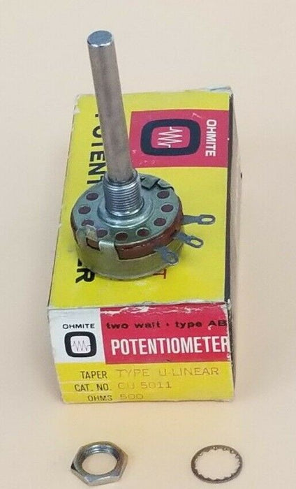 NIB OHMITE CU-5011 POTENTIOMETER 500-OHMS TYPE: AB U-LINEAR, CU5011