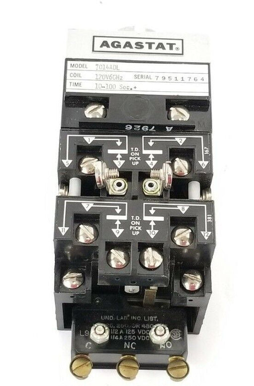 AGASTAT 7014ADL TIME DELAY RELAY 120V, 60HZ, 10-100 SEC.