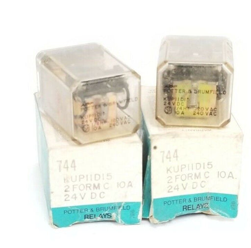 LOT OF 2 POTTER & BRUMFIELD KUP-11D15-24 RELAYS 24VDC, KUP11D1524 (IN BOX)