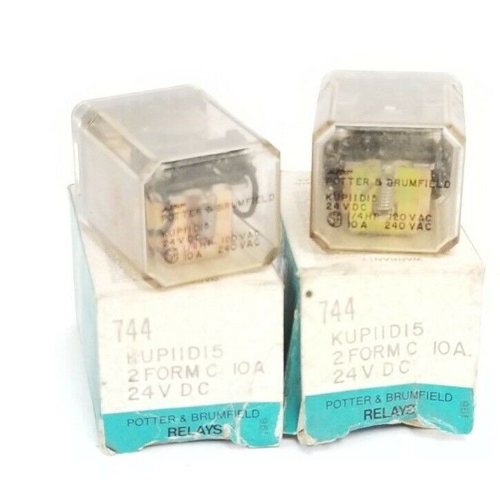 LOT OF 2 POTTER & BRUMFIELD KUP-11D15-24 RELAYS 24VDC, KUP11D1524 (IN BOX)