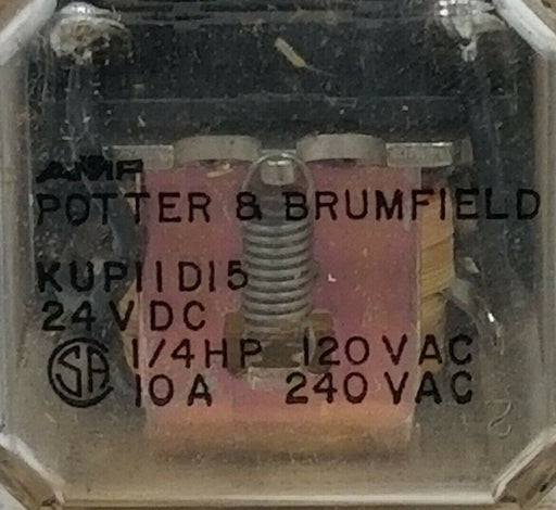 LOT OF 2 POTTER & BRUMFIELD KUP-11D15-24 RELAYS 24VDC, KUP11D1524 (IN BOX)