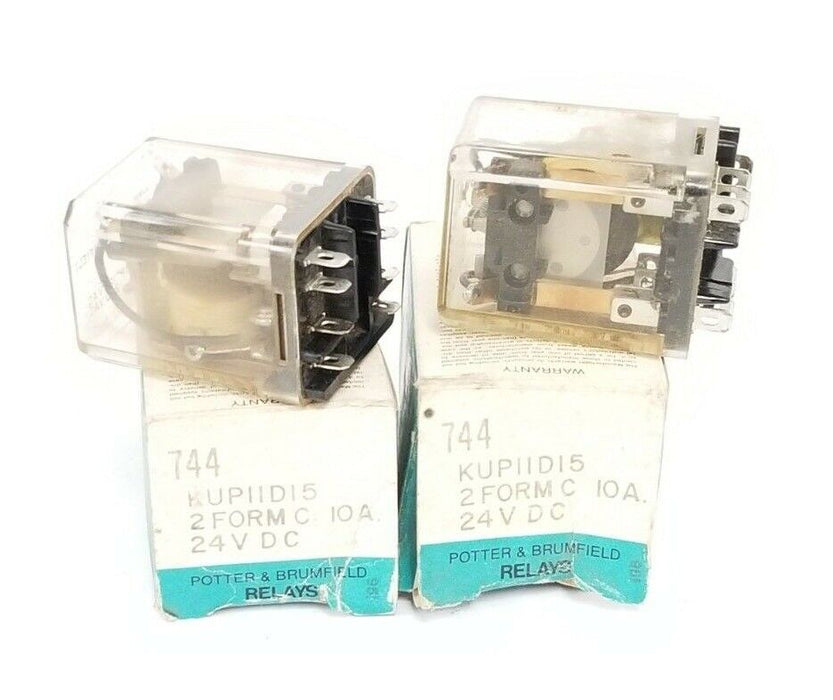 LOT OF 2 POTTER & BRUMFIELD KUP-11D15-24 RELAYS 24VDC, KUP11D1524 (IN BOX)