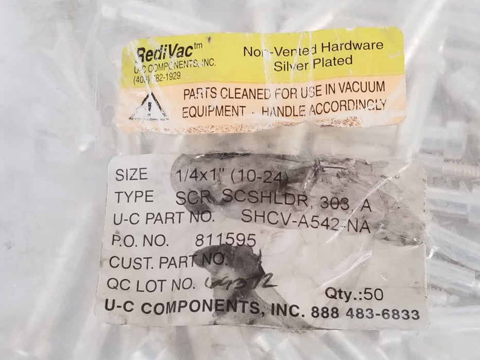 BAG OF 50 NEW REDIVAC SHCV-A542-NA SILVER PLATED NON VENTED 1/4x1'' SCSHLDR