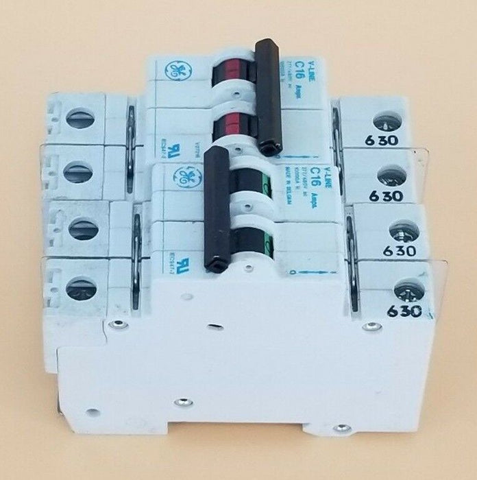 LOT OF 2 GENERAL ELECTRIC V07216 CIRCUIT BREAKERS 277/480VAC V-LINE 16A C16
