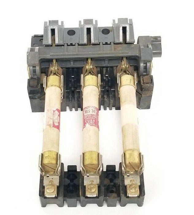 ALLEN BRADLEY 1494F FUSE ADAPTER 30A 600VAC-250VDC W/ X-401978 BLOCK & (3) RES30