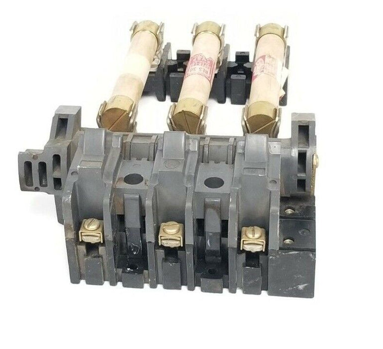 ALLEN BRADLEY 1494F FUSE ADAPTER 30A 600VAC-250VDC W/ X-401978 BLOCK & (3) RES30