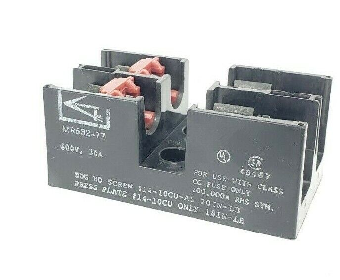CONNECTRON MR632-77 FUSE BLOCK 30AMP, 2POLE, 600VAC, MR63277