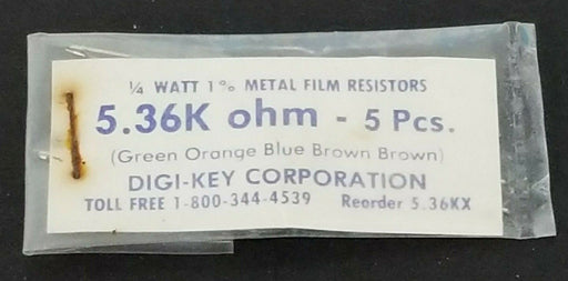 LOT OF 4 NEW DIGI-KEY CORP. 5.36K OHM METAL FILM RESISTORS 1/4WATT 1%, 5.36KX