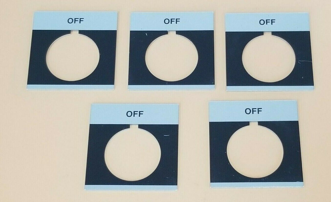 LOT OF 5 NEW GENERAL ELECTRIC CR104PXN1BP024 LEGEND PLATES OFF/BLACK