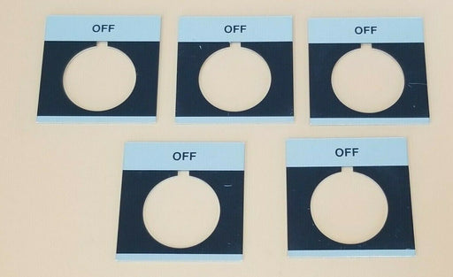 LOT OF 5 NEW GENERAL ELECTRIC CR104PXN1BP024 LEGEND PLATES OFF/BLACK