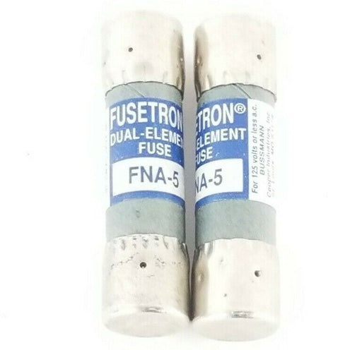 LOT OF 2 NEW COOPER BUSSMANN FNA-5 FUSETRON DUAL ELEMENT FUSES FNA5
