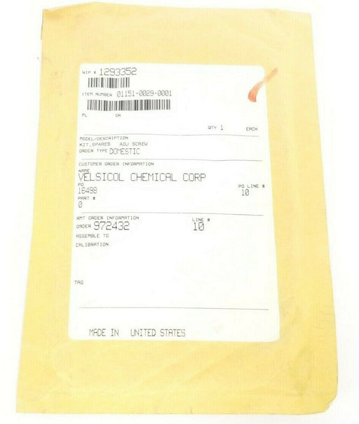 NEW FISHER ROSEMOUNT 01151-0029-0001 KIT, SPARES ADJ SCREW 0115100290001