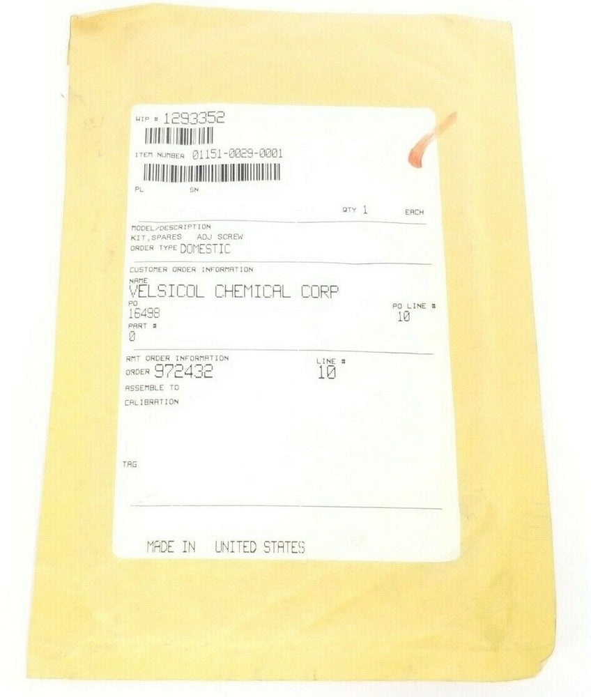 NEW FISHER ROSEMOUNT 01151-0029-0001 KIT, SPARES ADJ SCREW 0115100290001