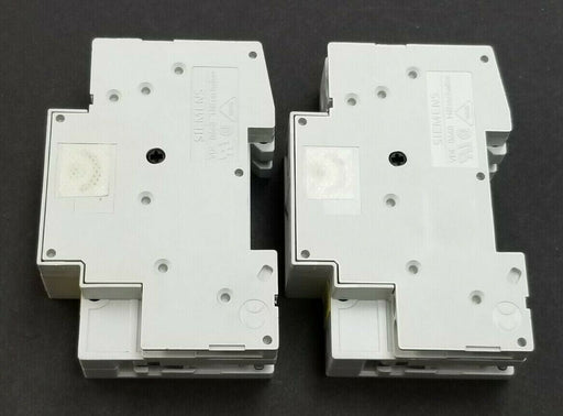 LOT OF 2 SIEMENS 5SX21-C1-6 CIRCUIT BREAKERS W/ 5SX9100-HS CONTACT BLOCKS